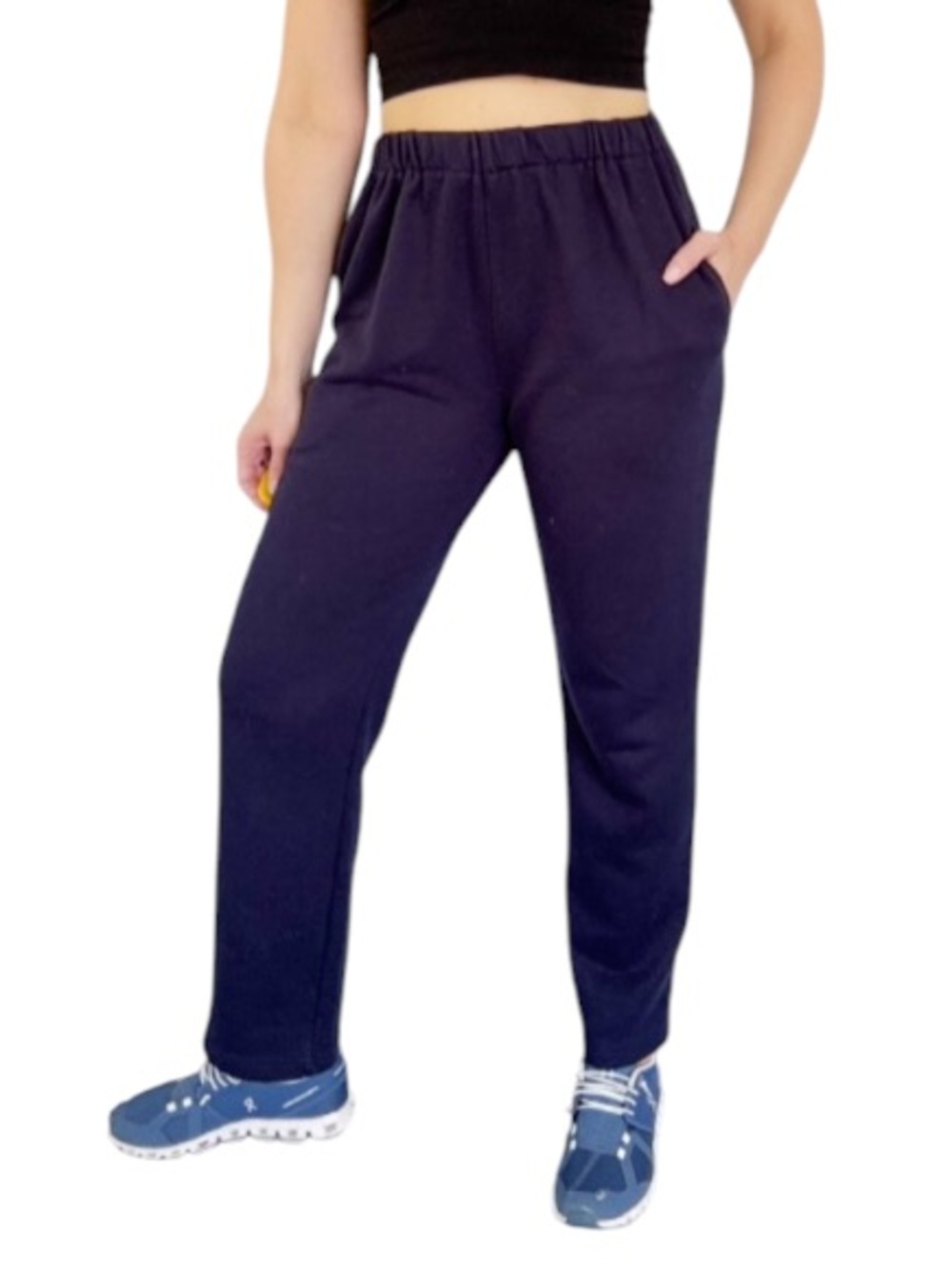 Navy blue high rise straight leg elastic waist cotton sweatpants size small